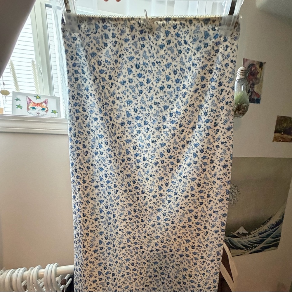 Pacifica Blue Floral Patterned Maxi Skirt